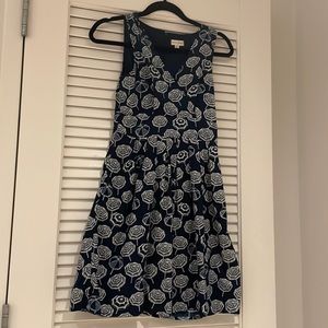 Silky soft flowy blue dress with umbrella print